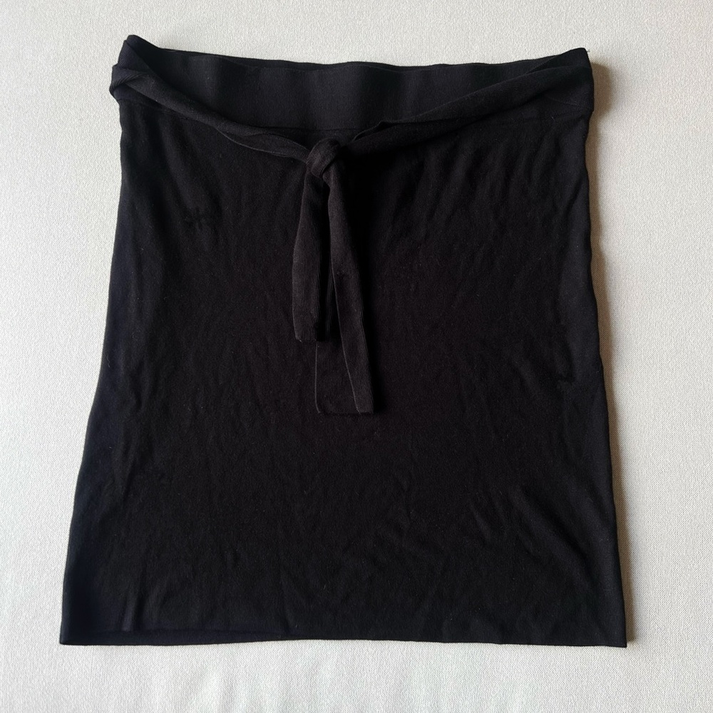 Women’s LOFT Black Stretchy Straight Style Midi Skirt with Tie Waist Detail